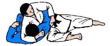 Illustrated sequence of Kesa-gatame, the scarf hold.